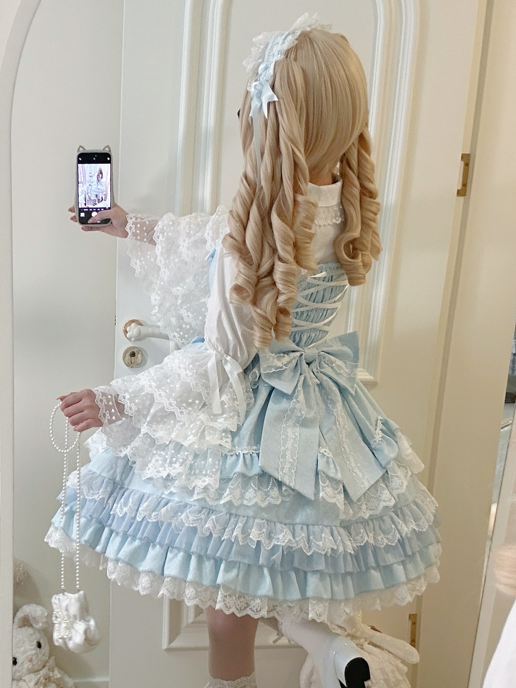Bow Lover’s Lolita JSK – Sweet Doll-Style Dress with Lace Details