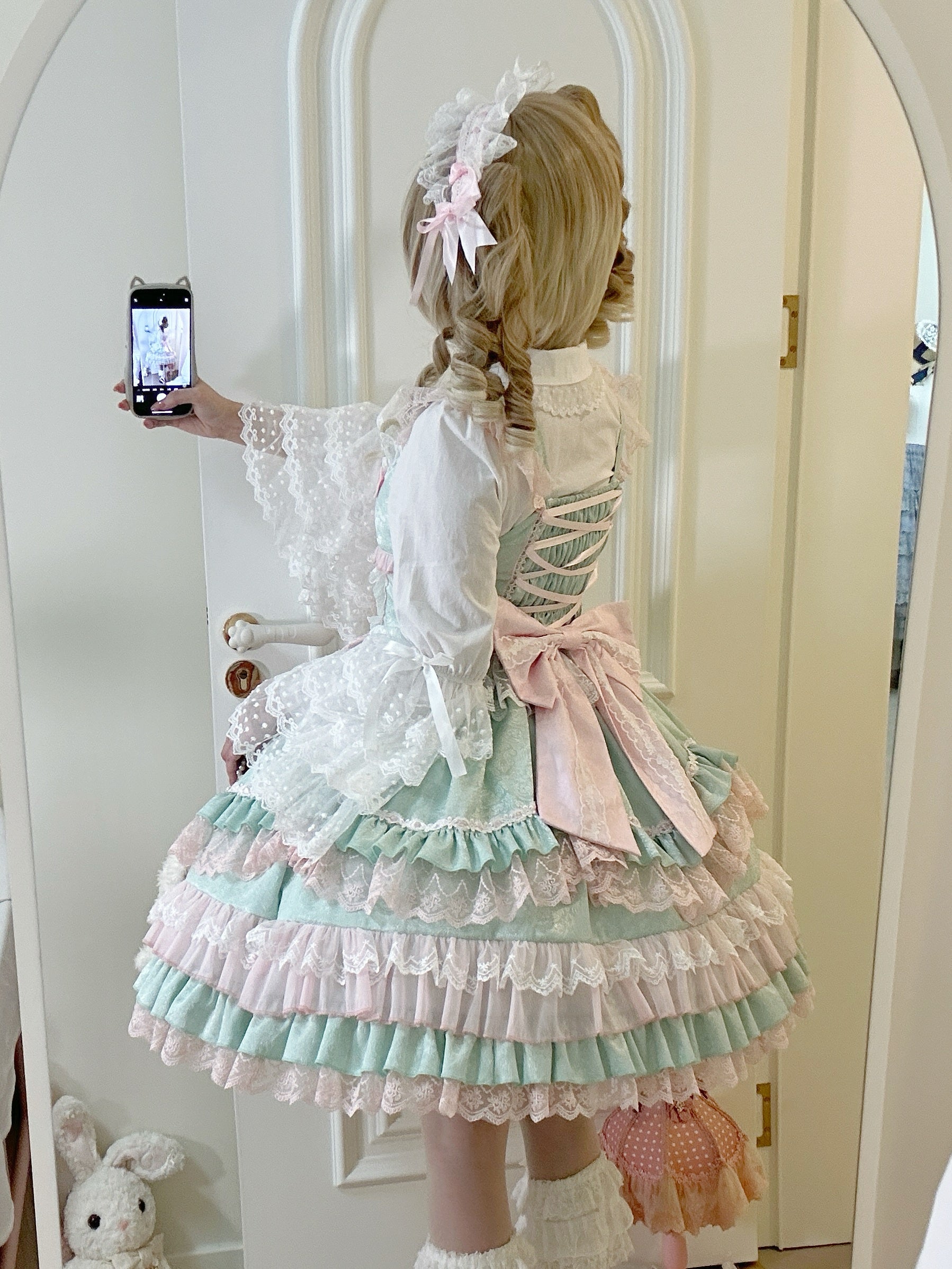 Bow Lover’s Lolita JSK – Sweet Doll-Style Dress with Lace Details