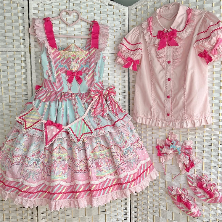 Candy Amusement Park | Sweet Lolita JSK Jumper Dress with Carousel Print