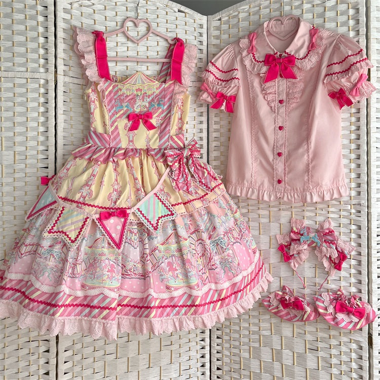 Candy Amusement Park | Sweet Lolita JSK Jumper Dress with Carousel Print