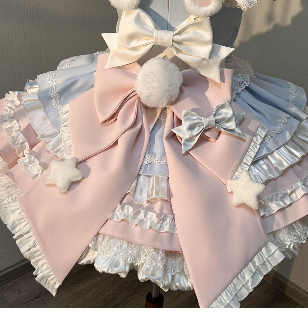 Sweet Bunny Chef Lolita Set – Soft Kawaii OP Dress with Apron