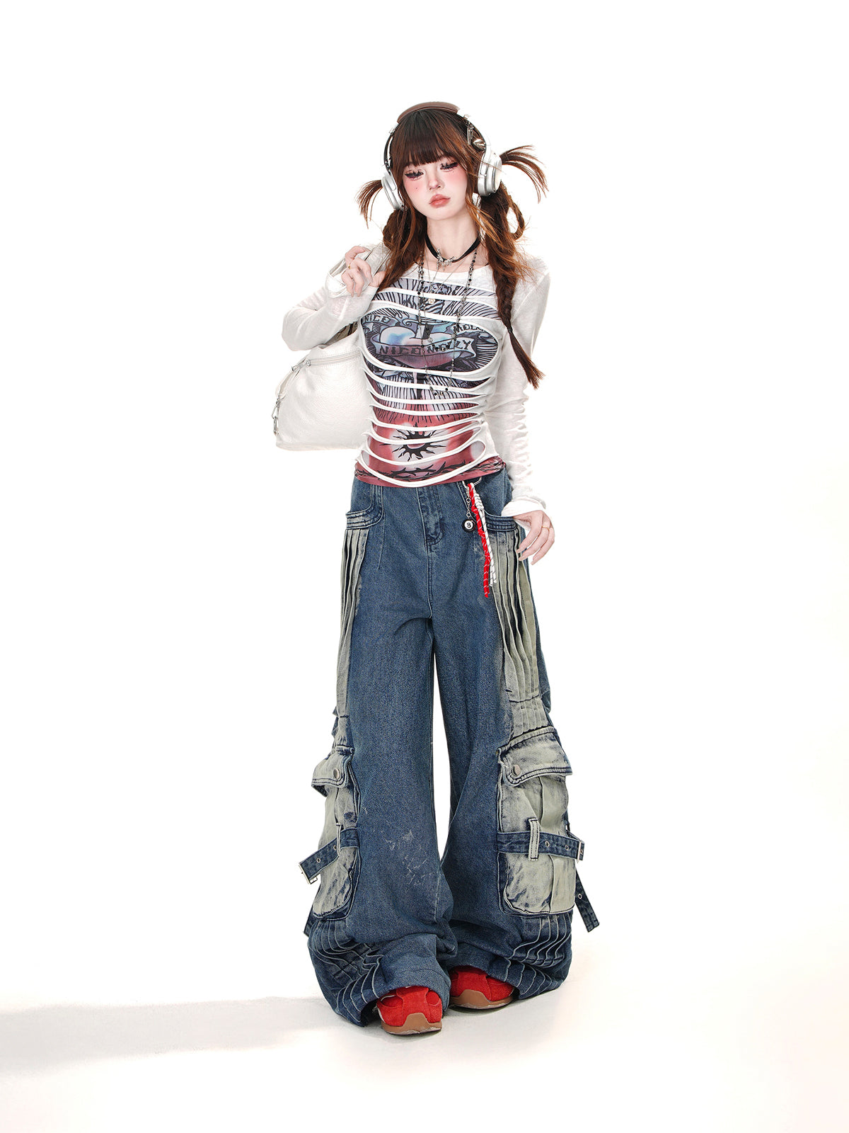 Punk Cutout Graphic Top – Y2K Slim Fit Street Club Tee