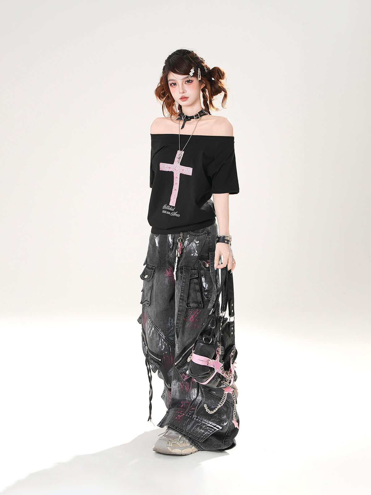 Y2K High Street Cargo Jeans – Grunge Wide Leg Denim Pants