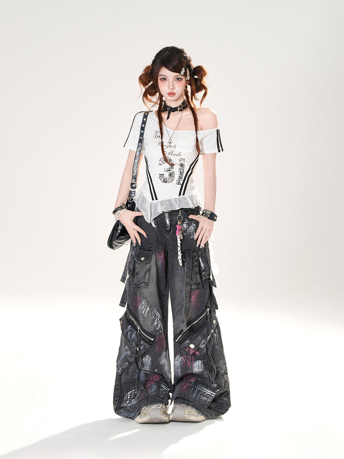 Y2K High Street Cargo Jeans – Grunge Wide Leg Denim Pants