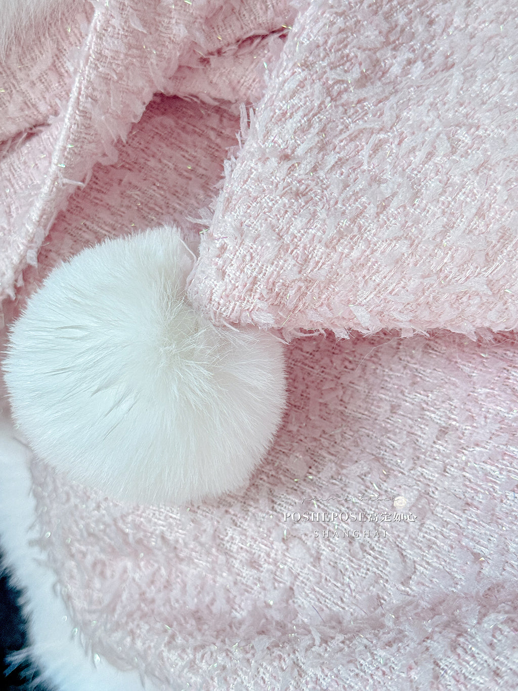 Christmas Lolita Winter Dress with Faux Fur Cape — Milk Pink Bow Princess Snow Dress