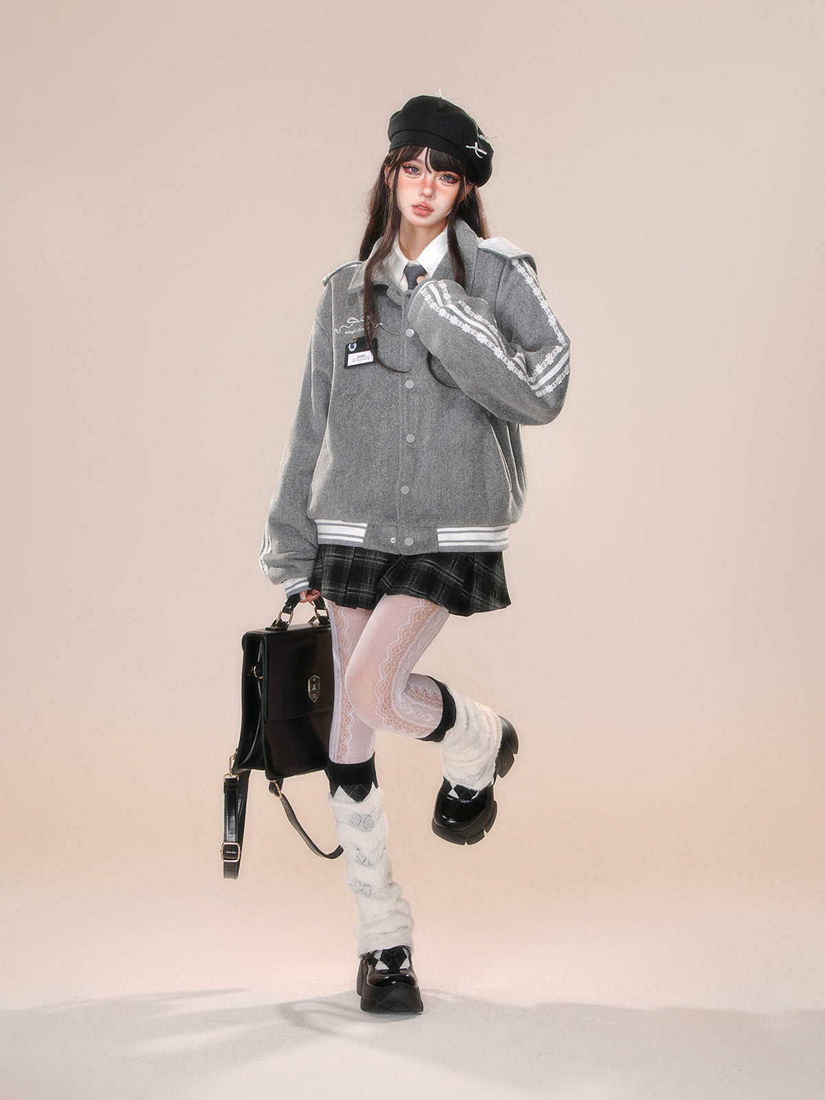 Plaid Pleated Mini Skirt – Winter A-Line Slim Fit Skirt with Detachable Bow