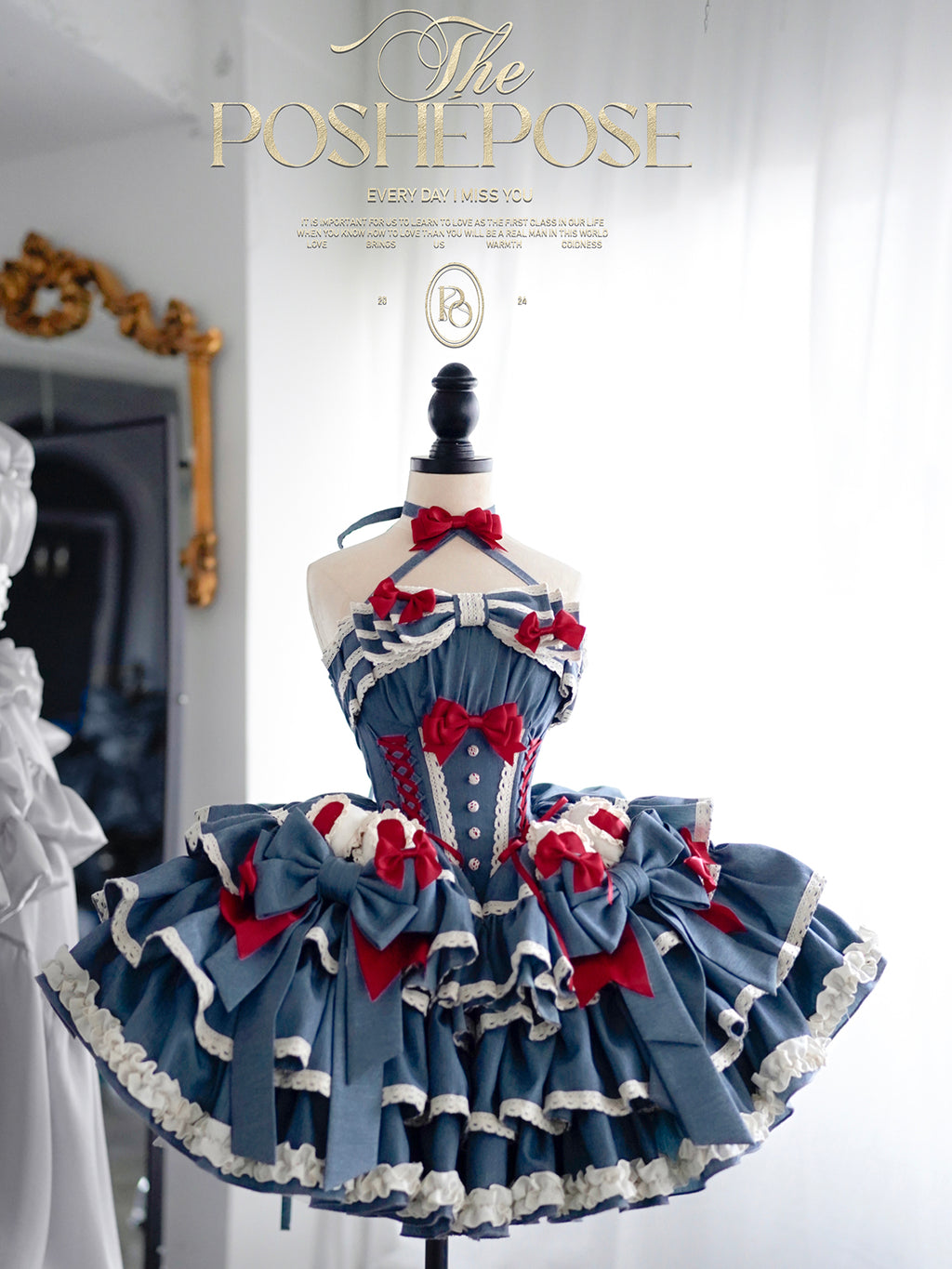 Blue & Red Lolita Party Dress | Vintage Rococo Princess Edition