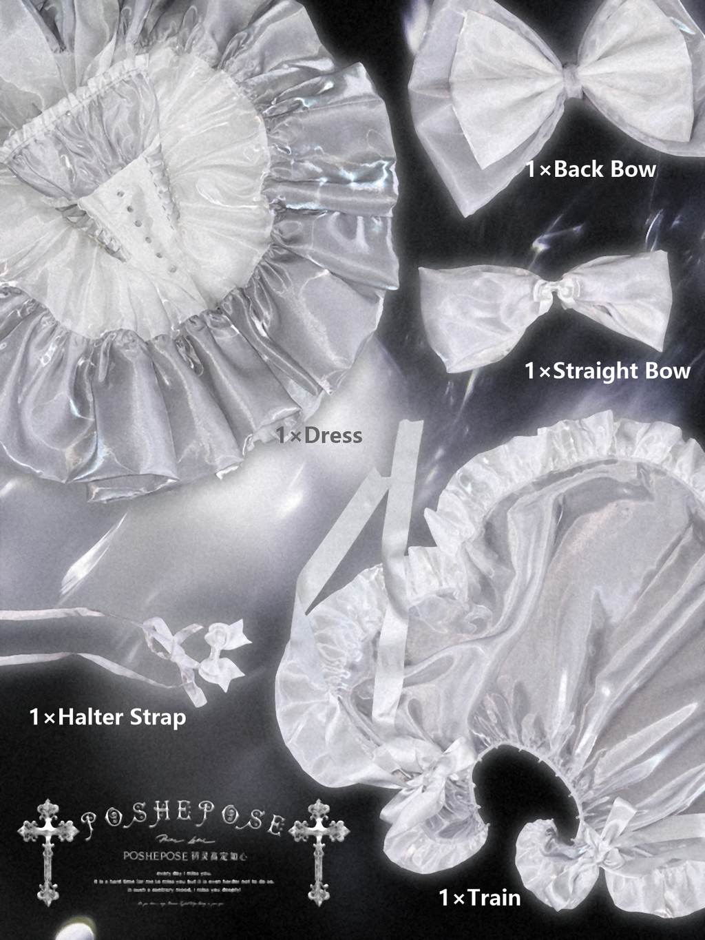 Silver Bow Lolita Dress Set — Winter Dress • Christmas Party Dress • Prom Princess Style