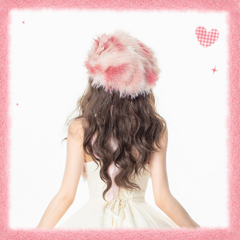 “Snow Ode” Faux Fur Lolita Set — Plush Pink & Silver Outfits for Snow Bunny Girls