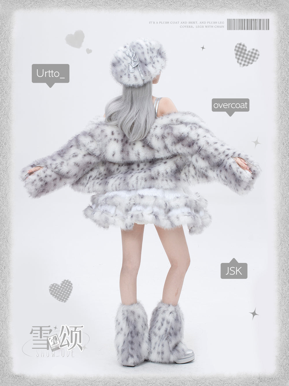 “Snow Ode” Faux Fur Lolita Set — Plush Pink & Silver Outfits for Snow Bunny Girls