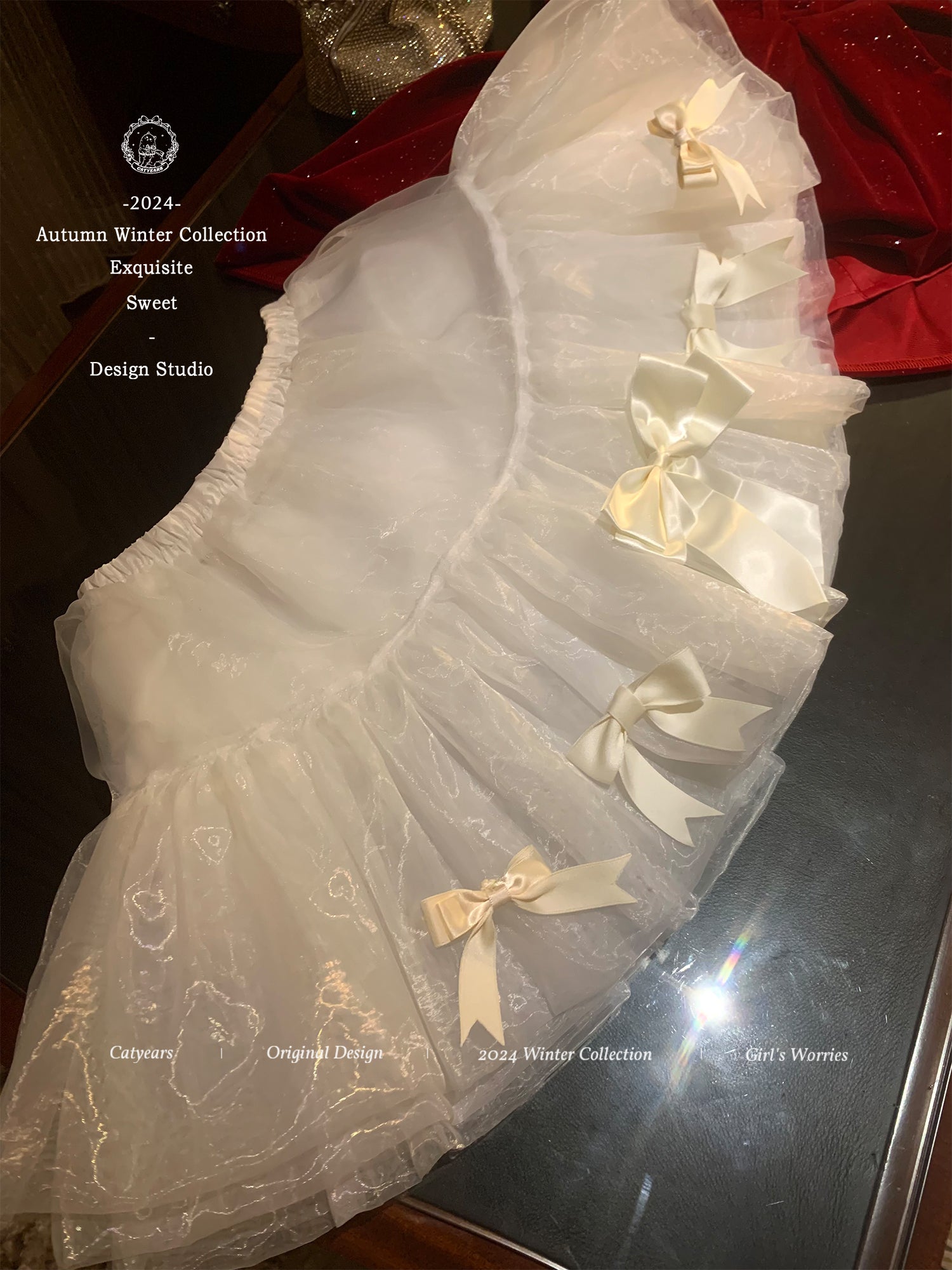 Sparkly Red Velvet Corset Dress Set | Strapless Christmas Party Mini Dress with Bow Petticoat