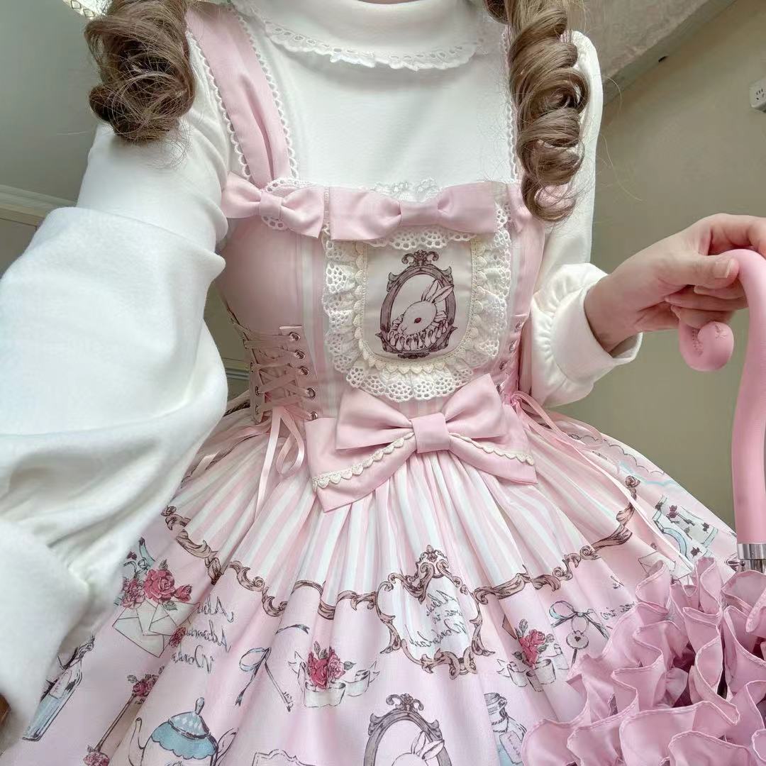 Bunny Tea Party Lolita JSK – Pastel Printed Dress