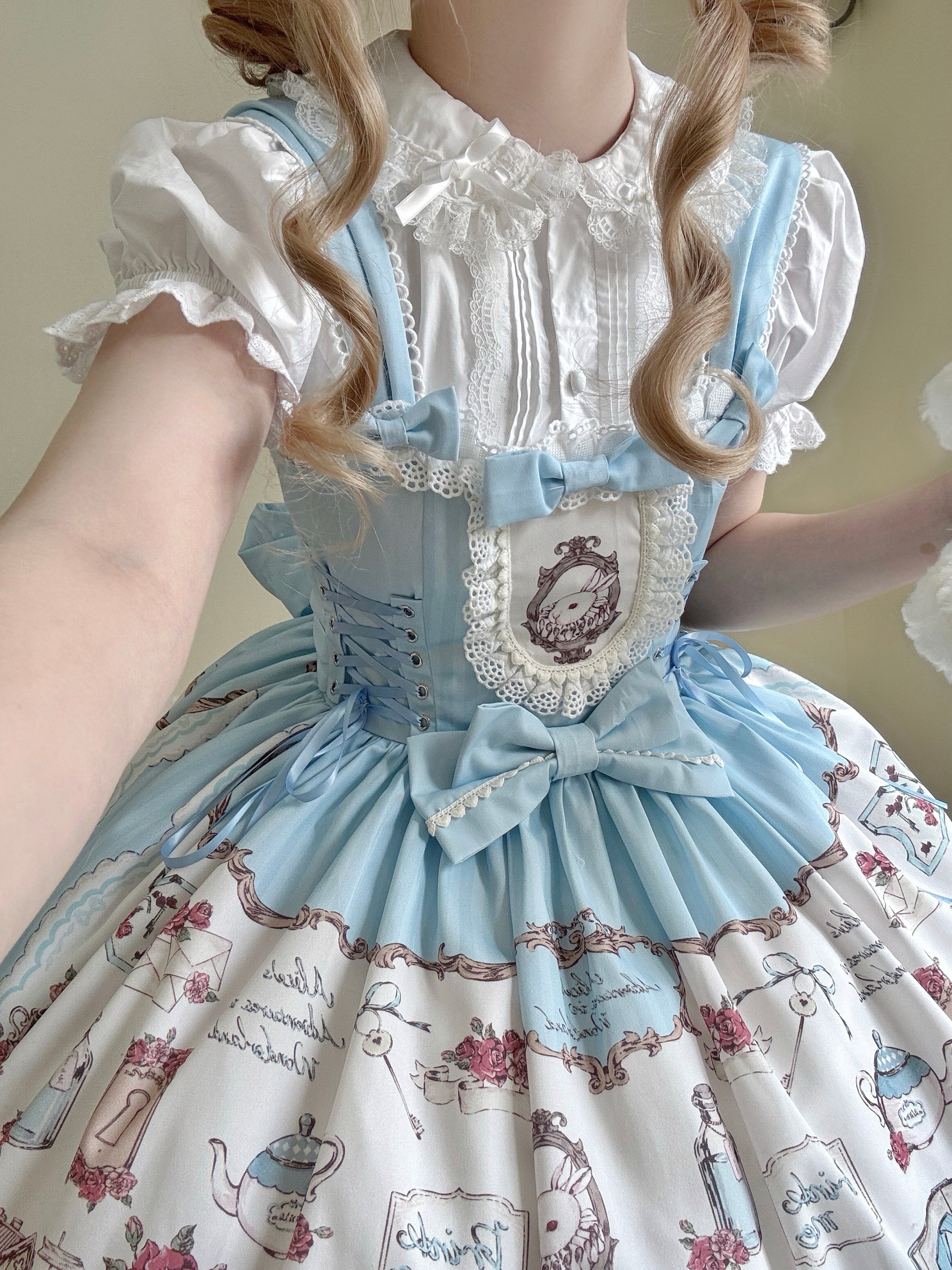 Bunny Tea Party Lolita JSK – Pastel Printed Dress