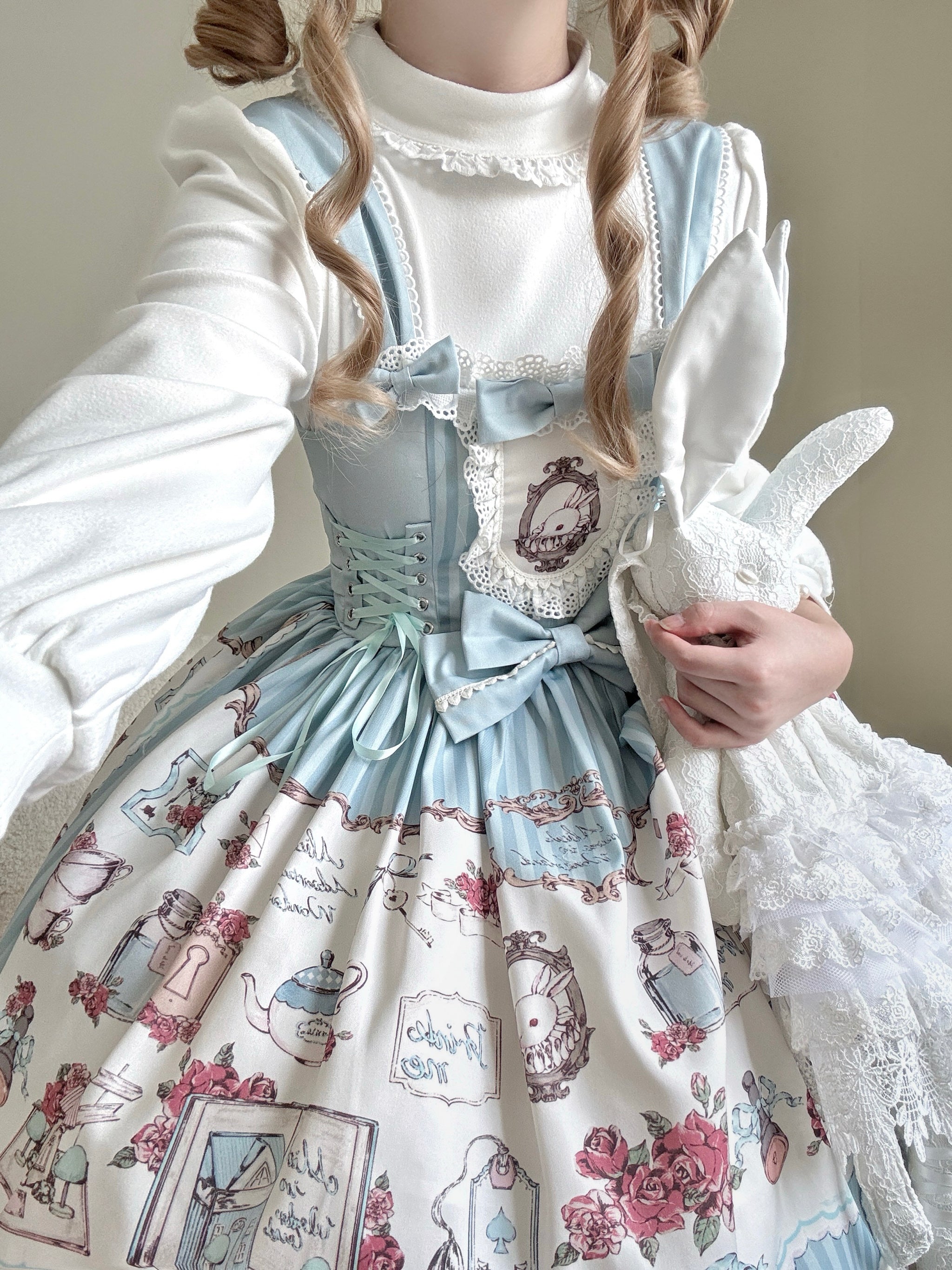 Bunny Tea Party Lolita JSK – Pastel Printed Dress