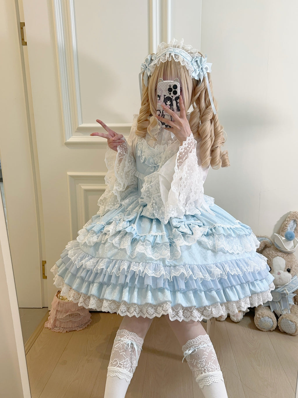 Bow Lover’s Lolita JSK – Sweet Doll-Style Dress with Lace Details