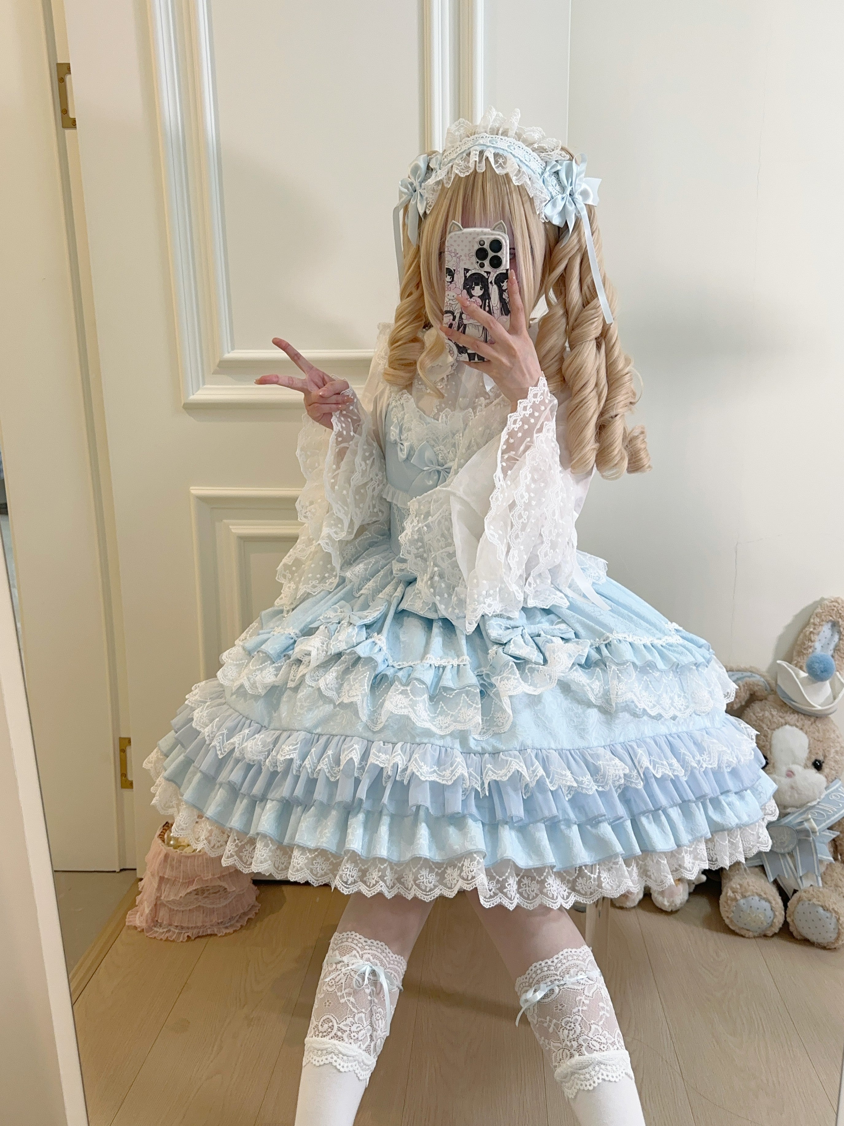 Bow Lover’s Lolita JSK – Sweet Doll-Style Dress with Lace Details