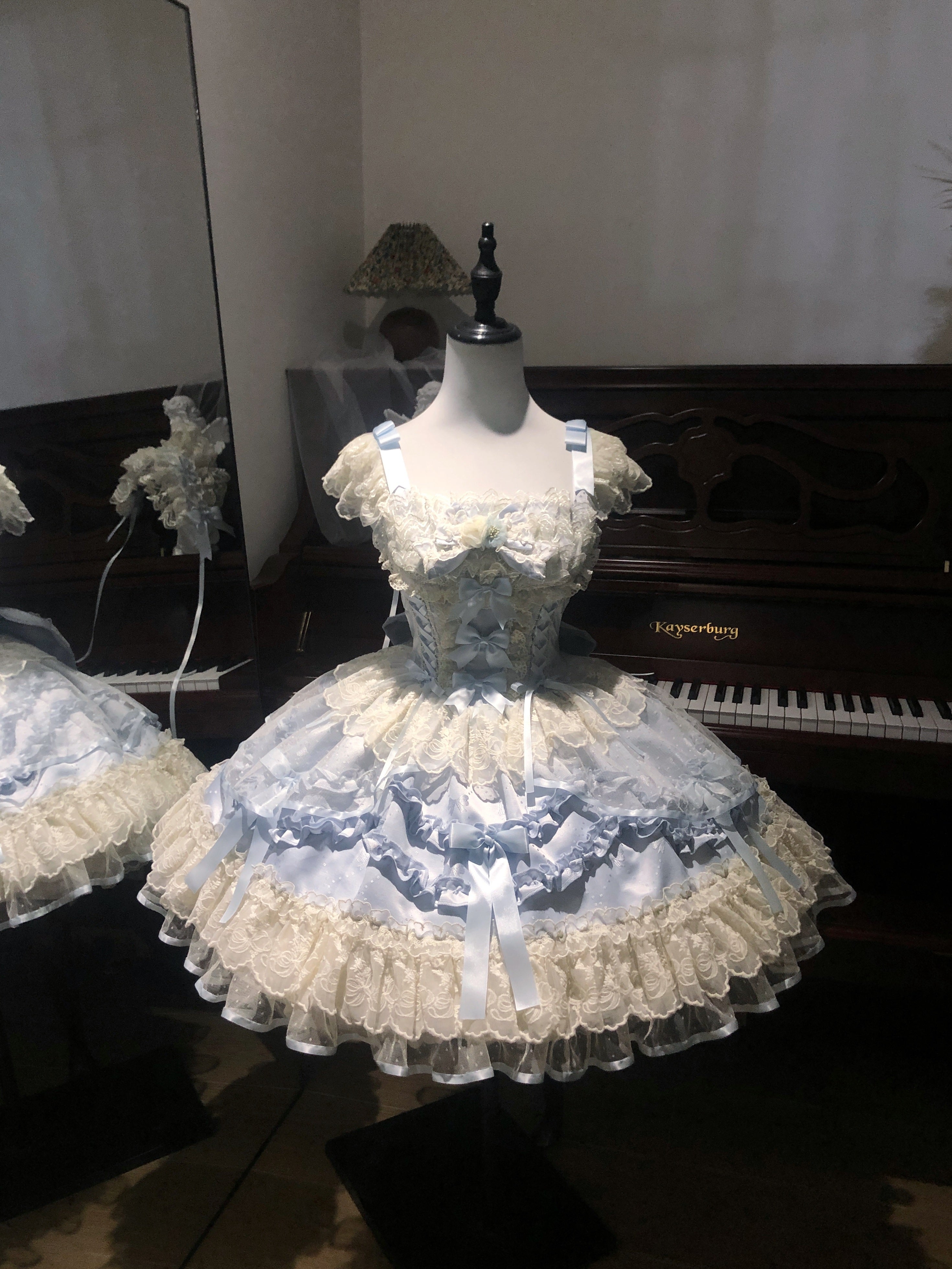 Ballet Dream Lolita JSK – Sweet Layered Cake Dress with Lace & Stretch Waist