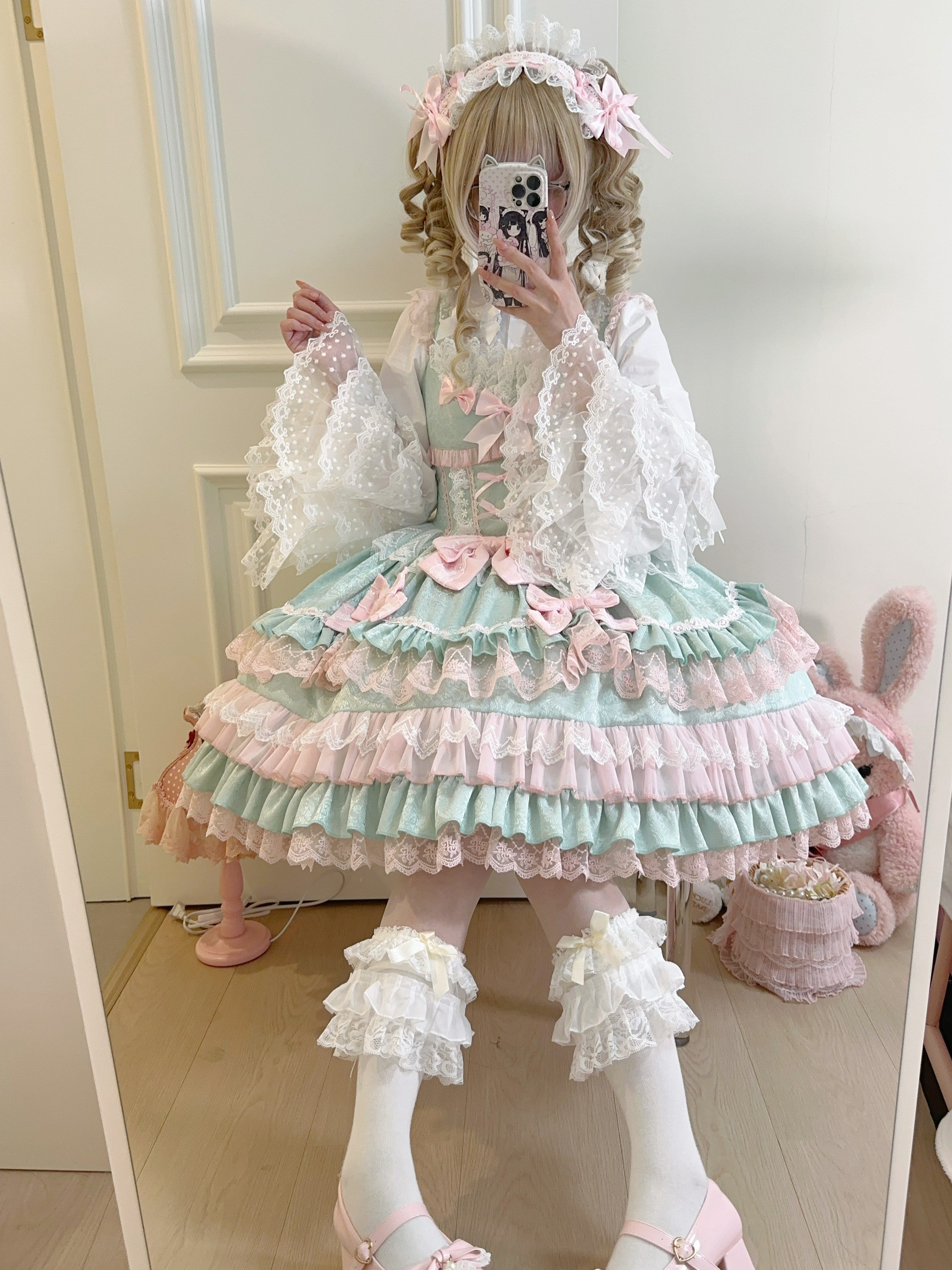 Bow Lover’s Lolita JSK – Sweet Doll-Style Dress with Lace Details
