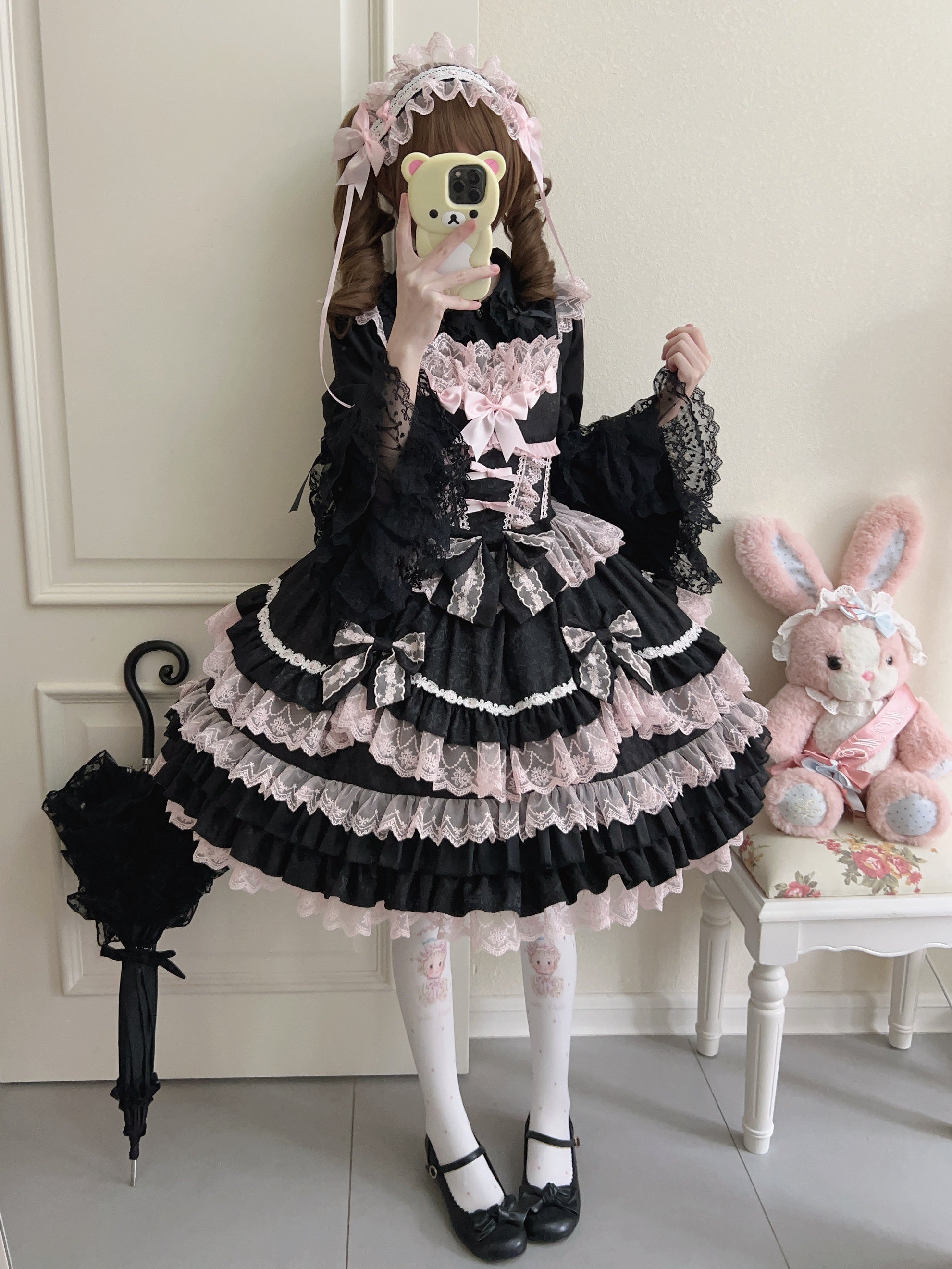 Bow Lover’s Lolita JSK – Sweet Doll-Style Dress with Lace Details