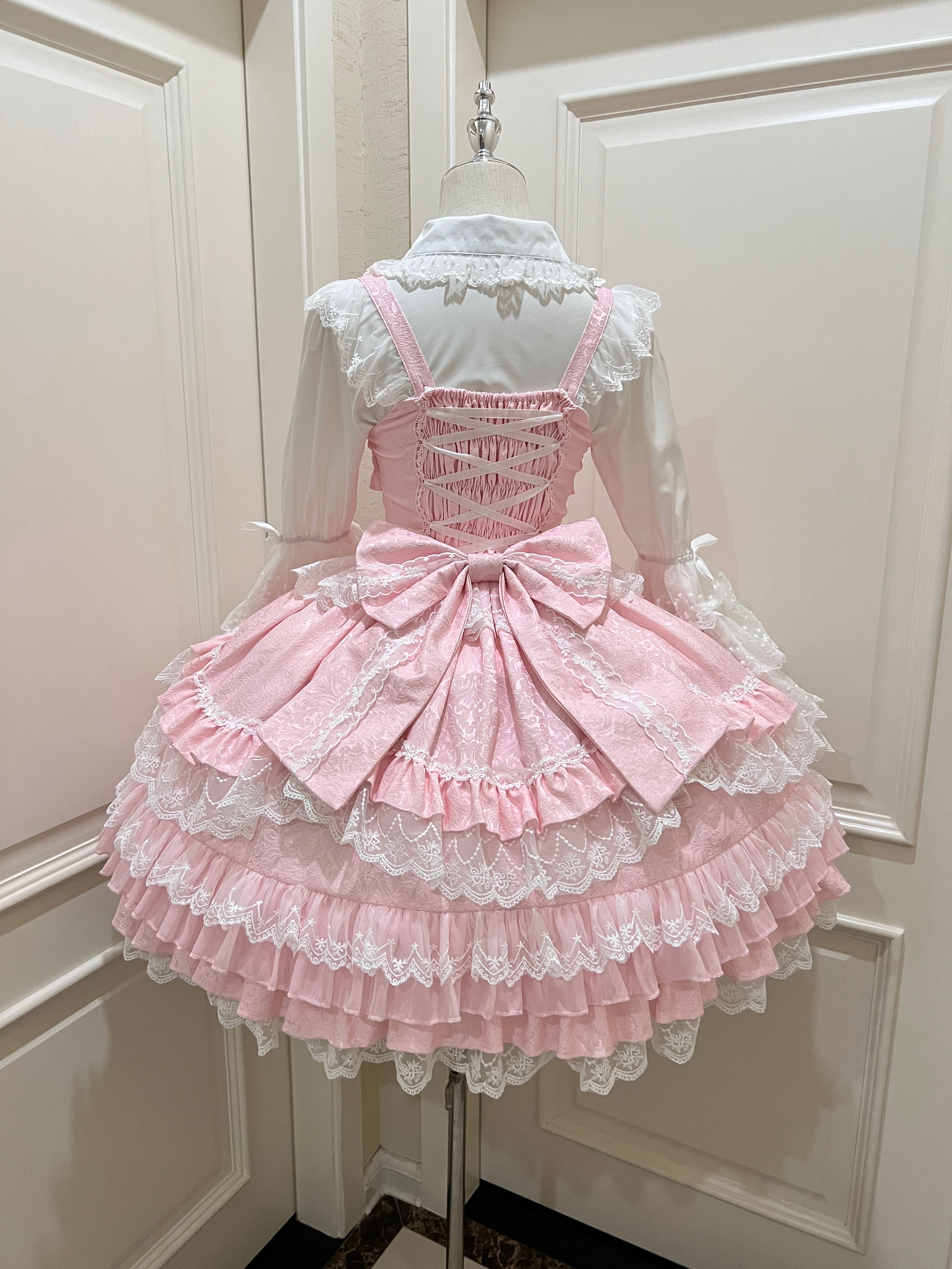 Bow Lover’s Lolita JSK – Sweet Doll-Style Dress with Lace Details
