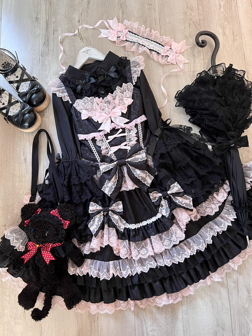 Bow Lover’s Lolita JSK – Sweet Doll-Style Dress with Lace Details