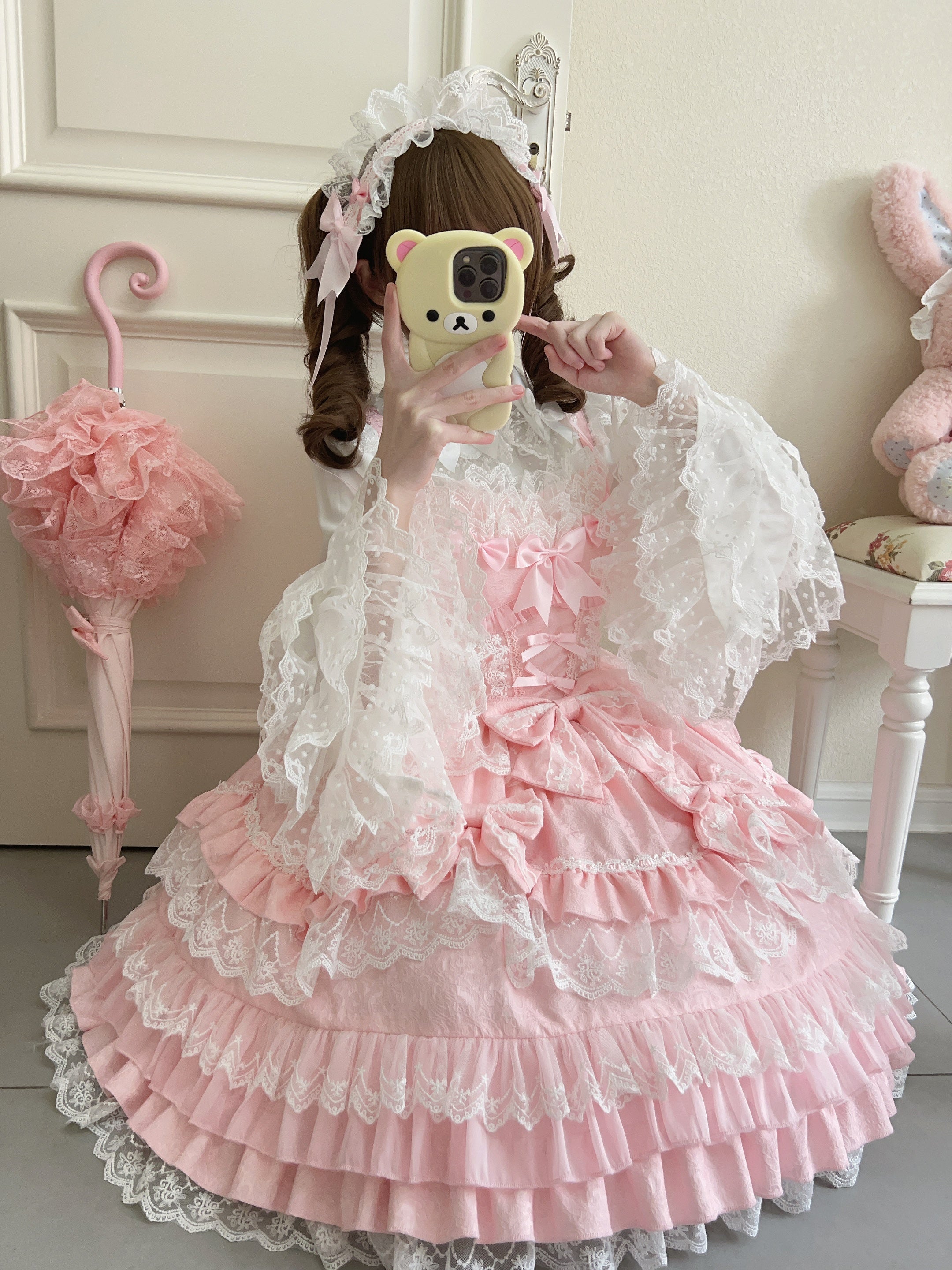 Bow Lover’s Lolita JSK – Sweet Doll-Style Dress with Lace Details