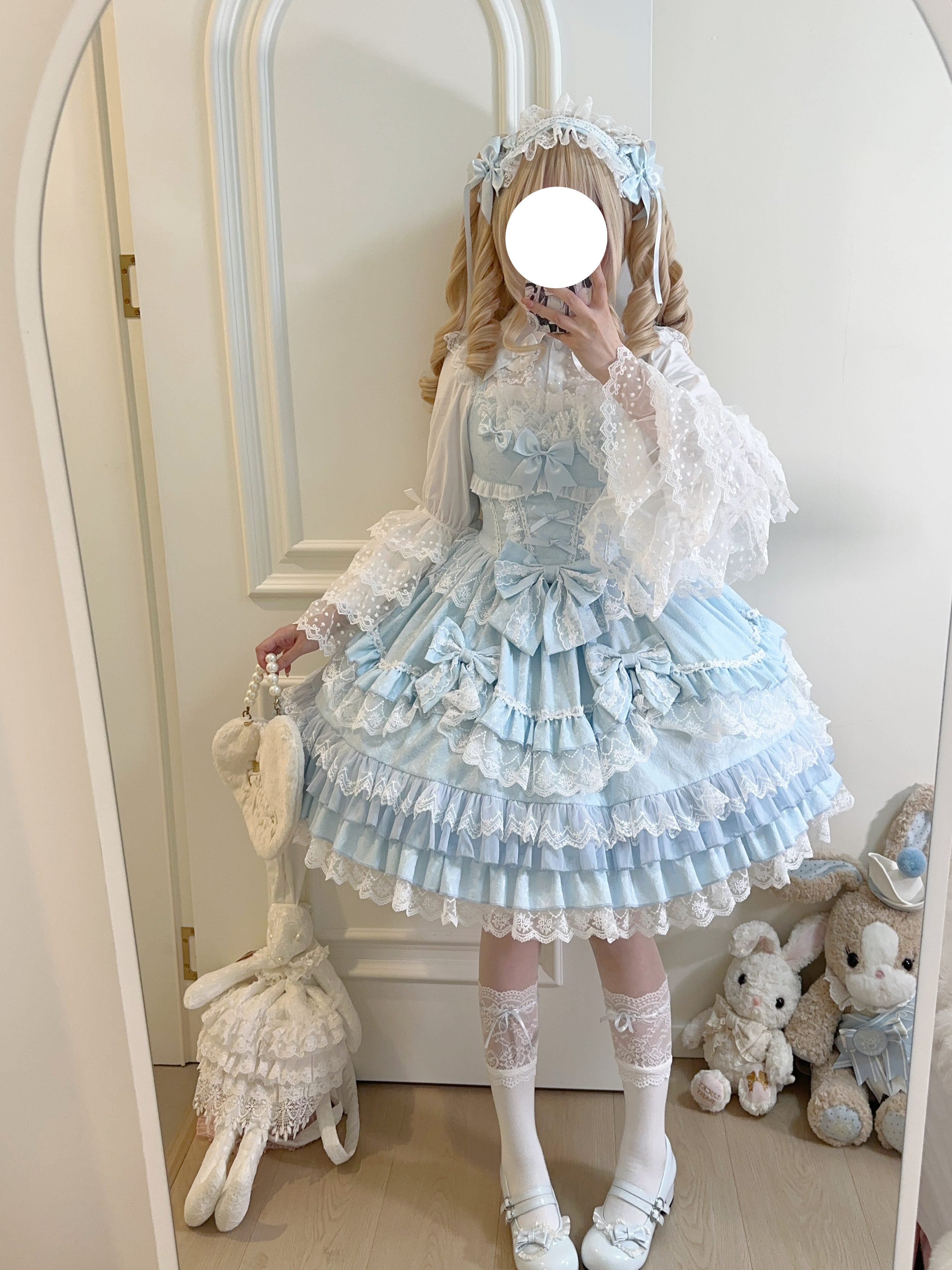 Bow Lover’s Lolita JSK – Sweet Doll-Style Dress with Lace Details