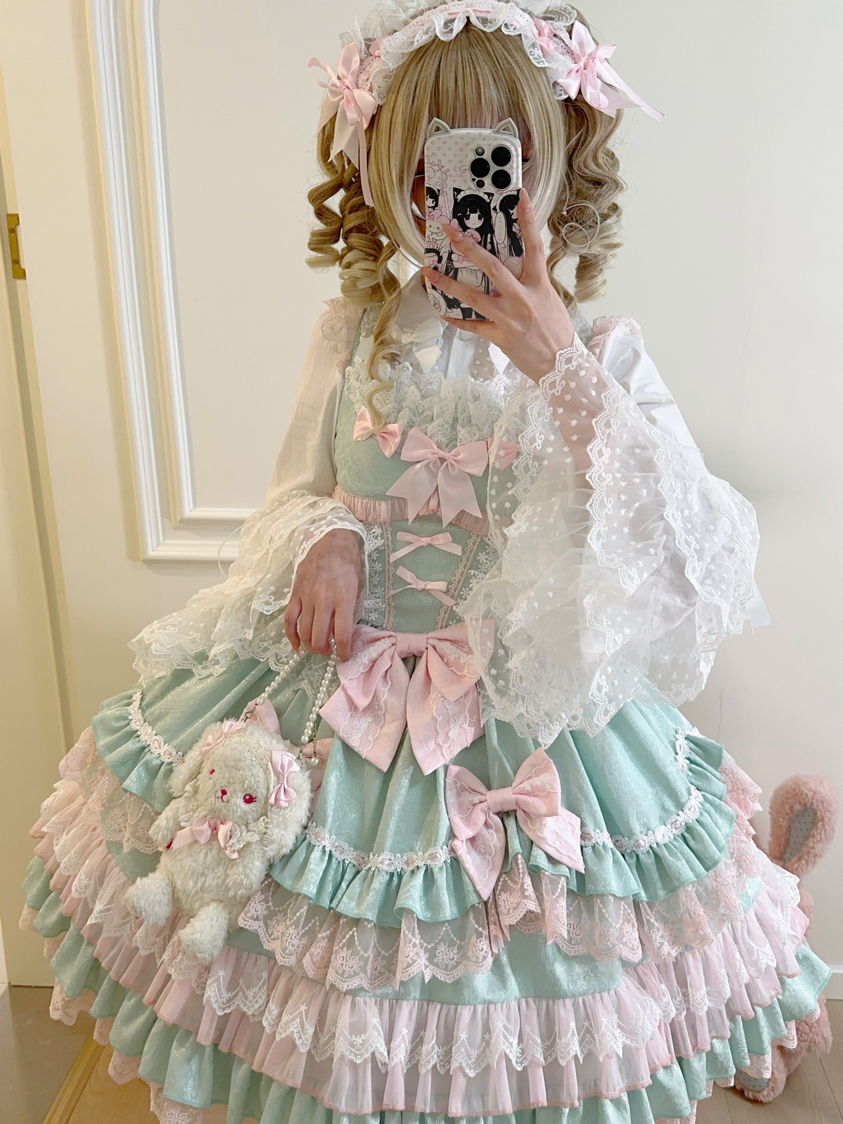 Bow Lover’s Lolita JSK – Sweet Doll-Style Dress with Lace Details